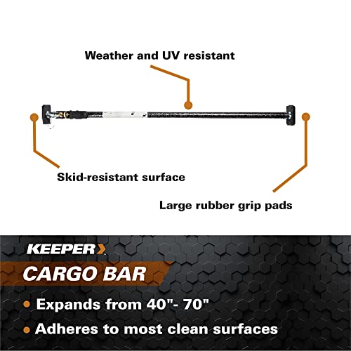 Keeper - Ratcheting Cargo Bar - Black/Silver, Adjustable From 40"-70"