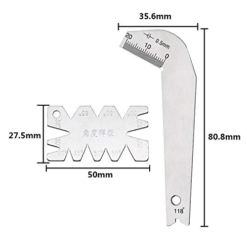 QISF 3Pcs Drill Bit Angle Gauges Set, Stainless Steel Screw Thread Cutting Angle Gage Gauge Dirll Sharpener Tools S/S Inspection Angle Measuring Gage Hand Measure Tool