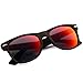 Faux Wood Print Reflective Revo Color Lens Horn Rimmed Sunglasses