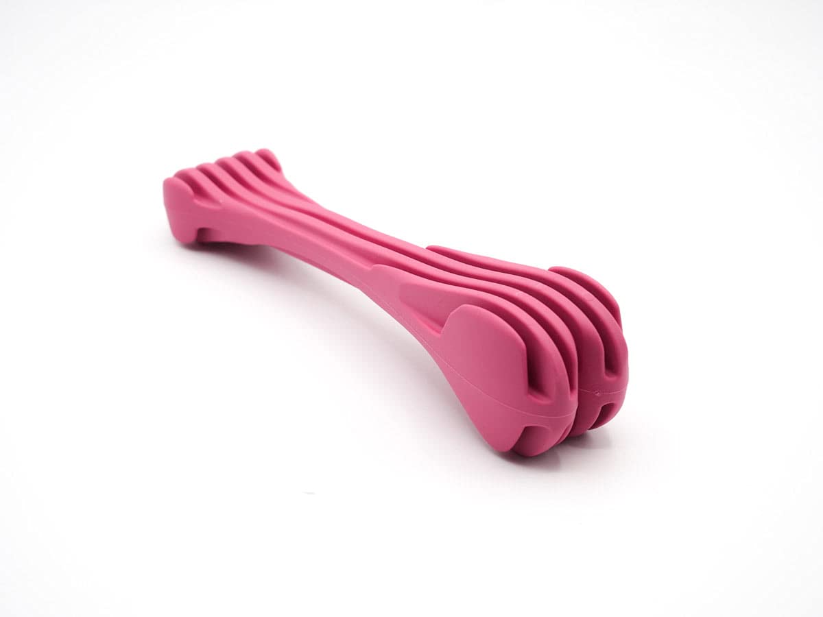 EcoPet Recycled Bone Shaped Dog Chew Toy Teeth Pet Mouth Play Puppy Tooth Resistant Durable Bite Pooch Oral Premium Interactive Training, Red