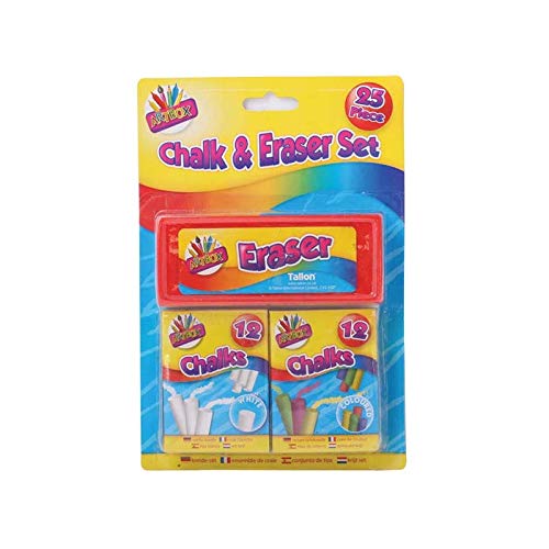 Adjustable 24 Coloured Chalk Sticks Blackboard Chalkboard Pub White Jumbo Eraser Duster Set