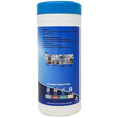 MiracleWipes for Glass - Disposable, Streak Free Cleaning Wipes for Mirrors, Windows, Home and Auto - (30 Count)