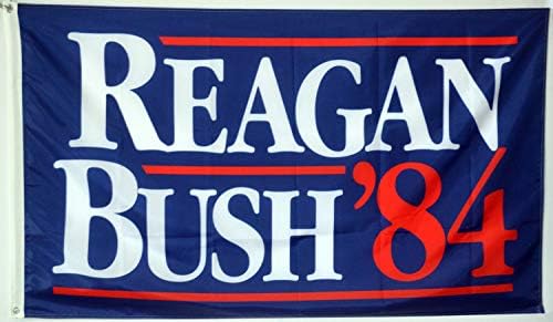 Mountfly Reagan Bush 84 Campaign Blue Flag Banner President