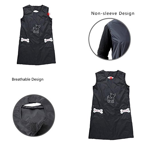 DogLemi Pet Cat Dog Grooming Gown Apron Waterproof Groomer Vest Apron with Front Pocket XL Black