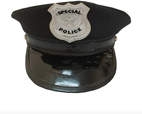 thematys Gorra de policía en Negro - Gorra de policía para Adultos ...