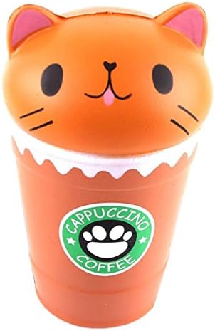 Stress Reliever Toys, OULucicy Coffee Cup Cat Cream Scented Squishy Squeeze Super Slowly Rising, Relaxing, Anti-Anxiety Decompression Squishies Kawaii Kids And Adults Gift