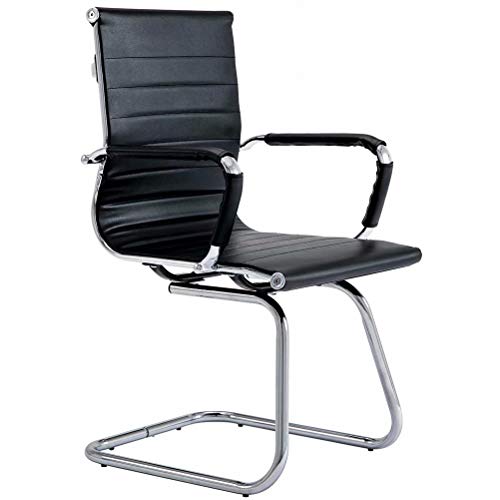 CoVibrant Office Chair Without Wheels Mid Back Waiting Room Guest Chair with Armrest and Lumbar