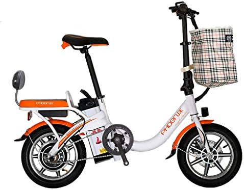 Electric Bikes Electric Bicycle Detachable Lithium Battery Folding Electric Bicycle Adult Bicycle Small Electric Car, Electric Life 45-50 Km (Color : Orange, Size : 123 * 30 * 93cm)