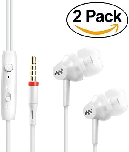 The Sill 3.5mm Sport Bass Headset Microphone with Portable Case and Answer Remote for iOS/Android Smartphone (White x2)