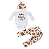 Baby My First Thanksgiving Bodysuit and Pants Outfit with Hat