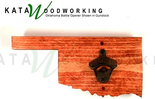Oklahoma Shaped Wood Cut-out Bottle Opener - Wall Mount - Handmade
