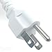 15 Feet Long Right Angled White AC Power Cord Cable Pure Copper Wire Core in Retail Box for Computer Plasma TV Printer Monitor AC Adapter