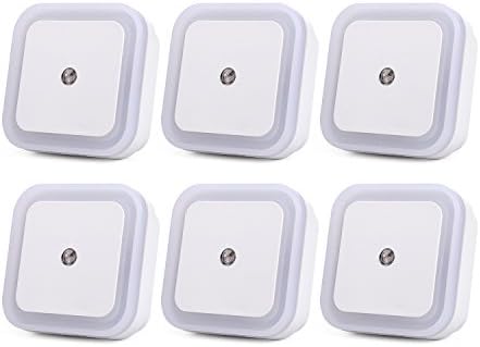 0.5W Plug-in LED Night Light Lamp with Smart Light Sensor JACKYLED Pack of 6 Dusk To Dawn On / Off Sensor Wall Night Light for Kids Room Hallway Bathroom Stairs and Any dark Room