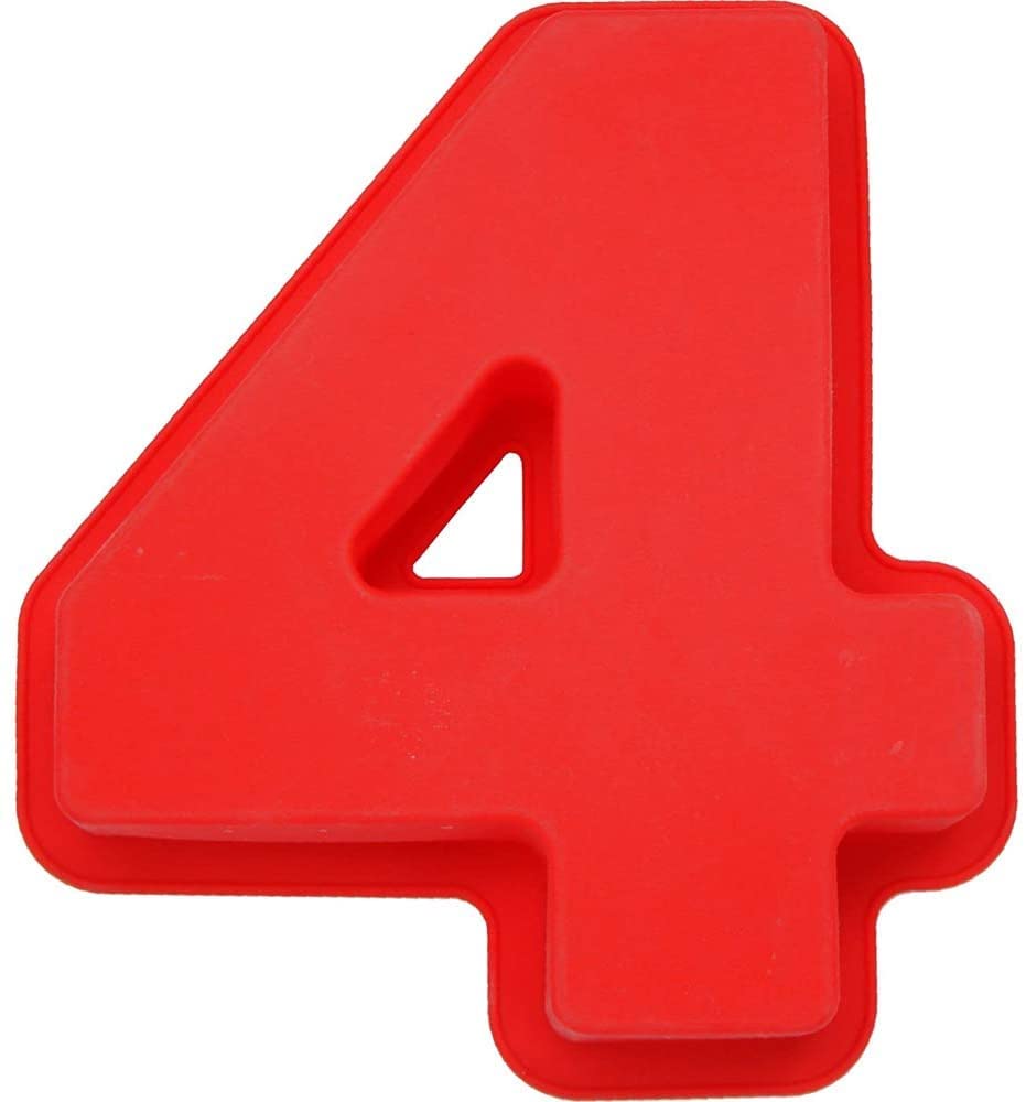 10 Inch Silicone Numbers Cake Molds, 3D Baking Silicone Mould, Large Number Cake Mold Set Numbers Cake Molds Silicone Baking Pans for Birthday and Wedding Anniversary (4)