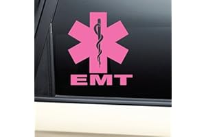 Nashville Decals EMT Medical Emblem Vinyl Decal Laptop Car Truck Bumper Window Sticker - Pink