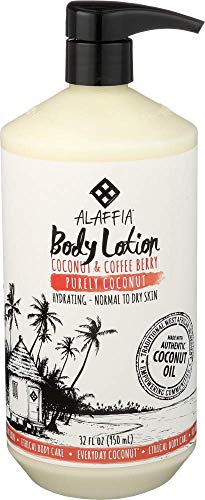 Alaffia Everyday Coconut Hydrating Body Lotion, Normal to Dry Skin, Moisturizing Support for Soft & Supple Skin, Purely Coconut, 32 oz