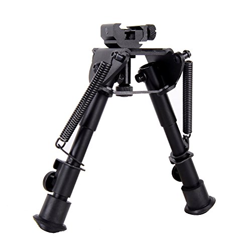 Ohuhu 6-Inch to 9-Inch Adjustable Handy Spring Return Sniper Hunting Tactical Rifle Bipod, 360Â° Revolving Design