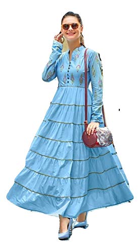 AARASHA Fashion Studio, Designer Latest KURTHI for Women and Girls,Sky Blue,M