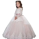 Sittingley Vintage Princess Floral Lace 2017 Long Sleeves Flower Girls Dresses