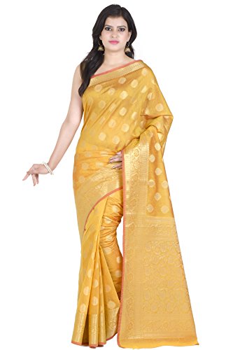 Chandrakala Women's Traditional Gold Cotton Silk,Banarasi Style Saree