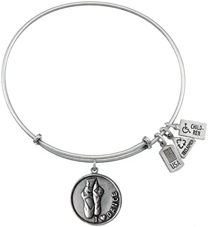 Wind and Fire I Love Dance Silvertone Medal Charm Bangle