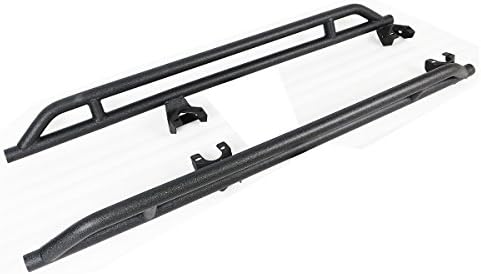RAFTUDRIVE Black Textured Side Armor Side Steps Nerf Bars Fit 2007-2018 Wrangler JK 4 Doors Only (Use Factory Bolt, no Other Accessory provided)