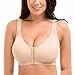 DELIMIRA Women's Full Coverage Front Closure Wire Free Back Support Posture Bra Taupe Tan 40C
