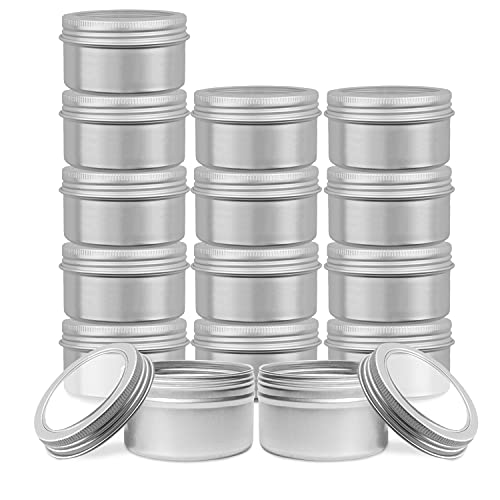 15 Pack 4oz Metal Round Tins, Lainrrew Aluminum Tin Cans Small Metal