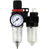 In line Air Compressor Twin Air Filter With Regulator Trap Oil & Water 1/4" NPT