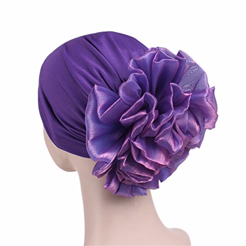 Qhome Women Elegant King Flower Turban Cap Chemo Beanie Head Wrap Head Scarf for Hair Loss