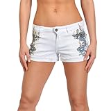 Ed Hardy Womens Cobra Distressed Shorts- Vintage White