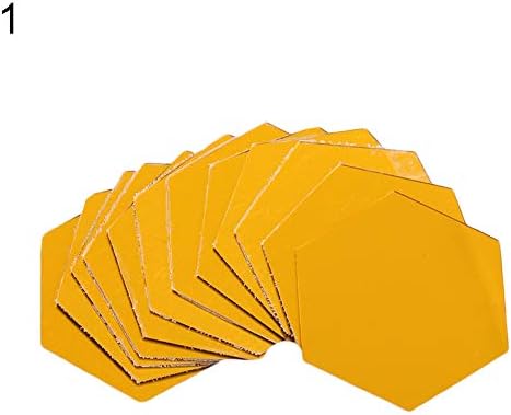 NimbleMinLki Fashion 12Pcs Geometric Hexagon 3D Art Mirror Wall Sticker Decal Home DIY Decor Gold 80mm by 70mm by 40mm