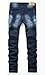 Men's Ripped Slim Fit Straight Denim Jeans Vintage Style with Broken Holes