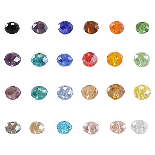 ManYee 1200Pcs 6mm Faceted Bicone Crystal Glass Beads with Container Box For Jewelry Making,DIY Beading Projects, Bracelets, Necklaces, Earrings, 24 Colors