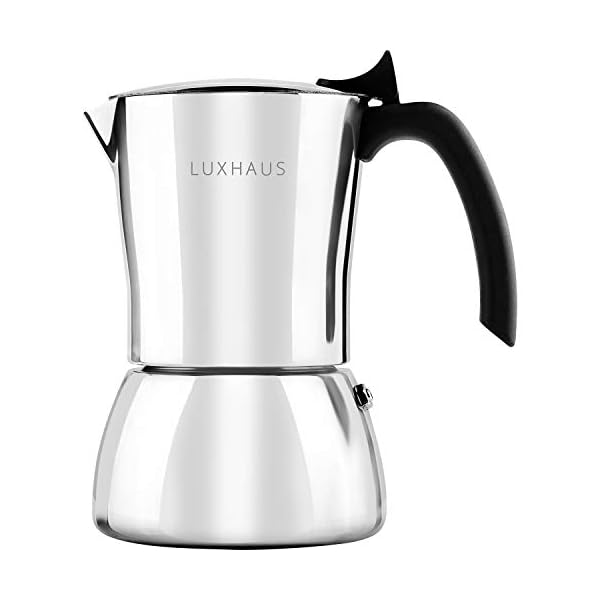 LuxHaus Stovetop Espressokocher – 9 Tassen Mokkakanne Kaffeemaschine – 100% Edelstahl
