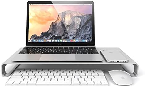 EplzeAluminum Alloy Monitor Stand Laptop Riser Shelf for iMac MacBook Computer Desktop Screen Stand Universal Aluminum Unibody Monitor/Laptop/iMac/PC Stand. (Small (40 * 21 * 4.4))