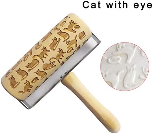 Baifeng Wooden Christmas Embossing Rolling Pin Engraved DIY Tools for Baking Cookie Kid New
