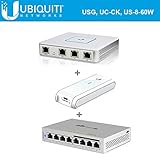 Ubiquiti USG Unifi Security Gateway (1 Item) Bundle with Ubiquiti UC-CK Unifi Cloud Key - Remote Control Device (1 Item) & Ubiquiti US-8-60W UniFi Switch 8 60W (1 Item)