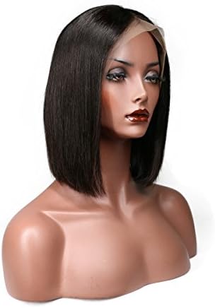 Kelang Hair Full Lace Human Hair Wigs 130% Density Natural Color Brazilian Virgin Hair Straight Short Bob Wigs For Black Women 10 inches