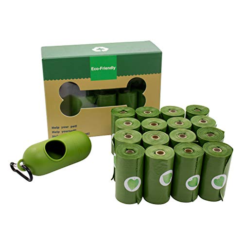 Dog Poop Bags, Extra Thick Strong Poop Bags for Dogs, Degradable Waste Bags, Guaranteed Leak-Proof,Unscented, Refill Rolls,16 Rolls, 15 Doggy Bags Per Roll,Each Pet Poop Bag Measures 9 x 13 Inches
