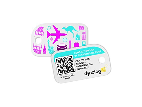 Dynotag Web Enabled Smart Mini Fashion ID Tags, with DynoIQ & Lifetime Recovery Service. 3 Identical Tags for Gear (Memories)