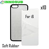 10 x Apple iPhone 6-Rubber-black - blank dye case + inserts for dye Sublimation phone cover / blank Printable case, Made by INNOSUBTM USA