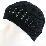 Knit Kufi Hat - Koopy Cap - Crochet Beanie (Black)