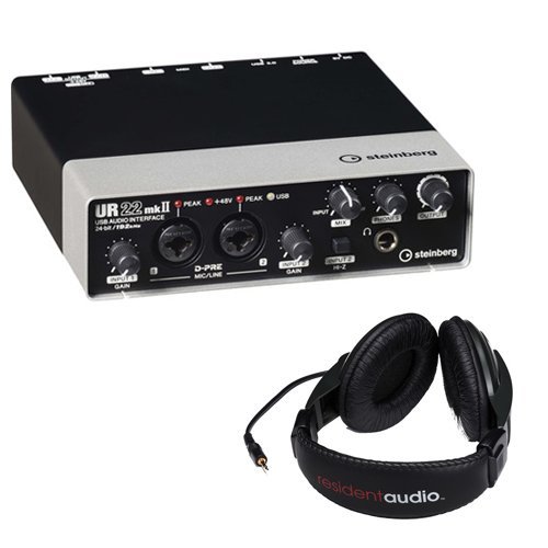 Steinberg UR22mkII USB 2.0 Audio Interface with Dual Microphone Preamps with R100 Stereo Headphones (Black) - Thumbnail 7
