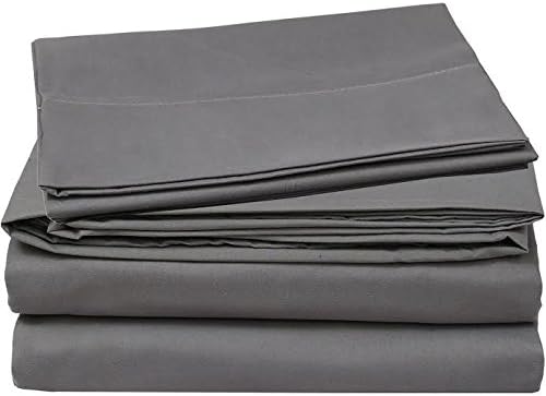Premium Bedding - 750 Thread Count Bedspread 100% Cotton Hotal Collections 4 Piece Sheet Set Sateen Weave Deep Pocket with Marrow Hem Twin Elephant Grey