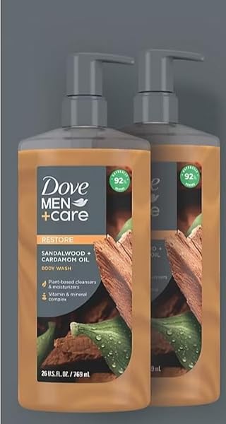 DOVE MEN+CARE SANDALWOOD + CARDAMOM OIL BODY WASH, 2 PK./26 FL. OZ.
