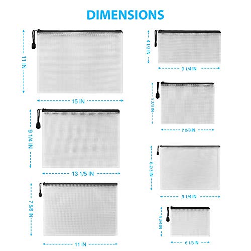 image for SUNEE 21Pack Black Zipper Pouch(7 Sizes), Zipper File Bags with Grid T
