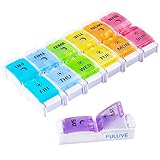 Daily Pill Organizer - Detachable AM PM Pill Case,7 Day Push Button Open Box,Weekly Medicine Organizer,Twice A Day Vitamin Dispenser for Fish Oil Supplement