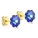 Clecceli 24K Gold Coated Stud Girls Earrings -8mm Crystal Flower -Hypoallergenic