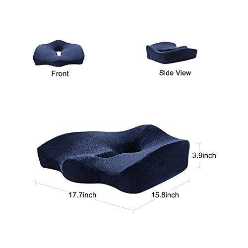 image for Orthopedic Memory Foam Seat Cushion for Lower Back Sciatica Coccyx Hem